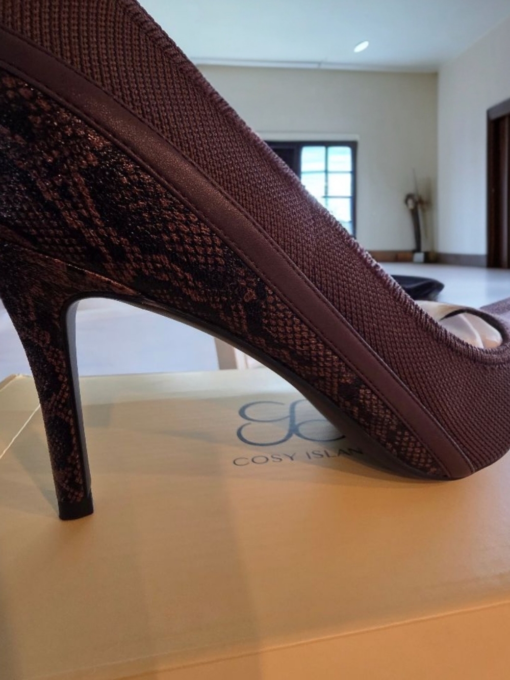 Cosy Island Women's Dark Brown Textured Stiletto Pump